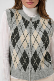 Mirea Knit Argyle Print Vest by Cream - Blue Sky Fashions & Lingerie