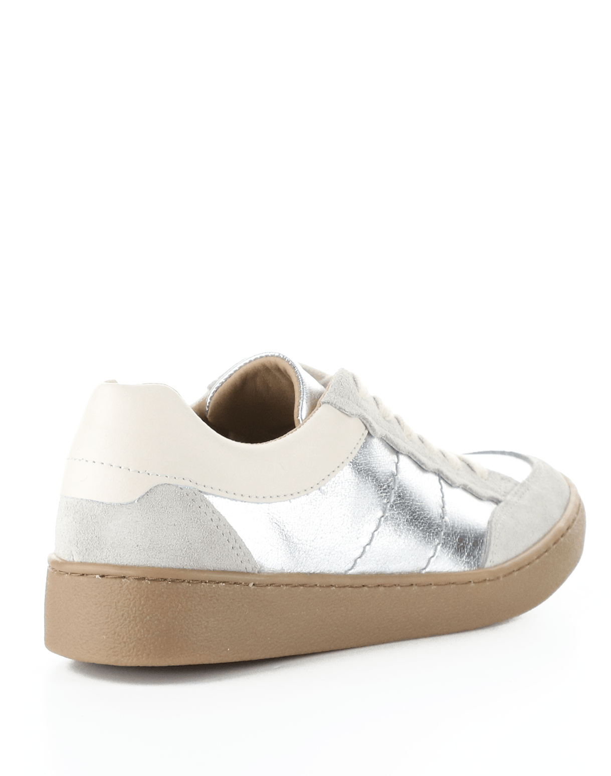 Missy leather sneakers by Bos & Co - silver & cream - Blue Sky Fashions & Lingerie