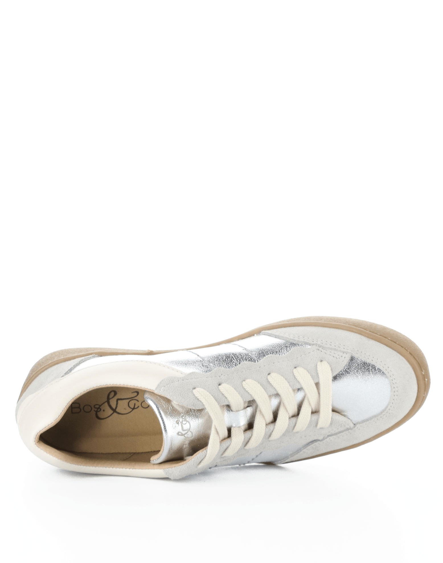 Missy leather sneakers by Bos & Co - silver & cream - Blue Sky Fashions & Lingerie