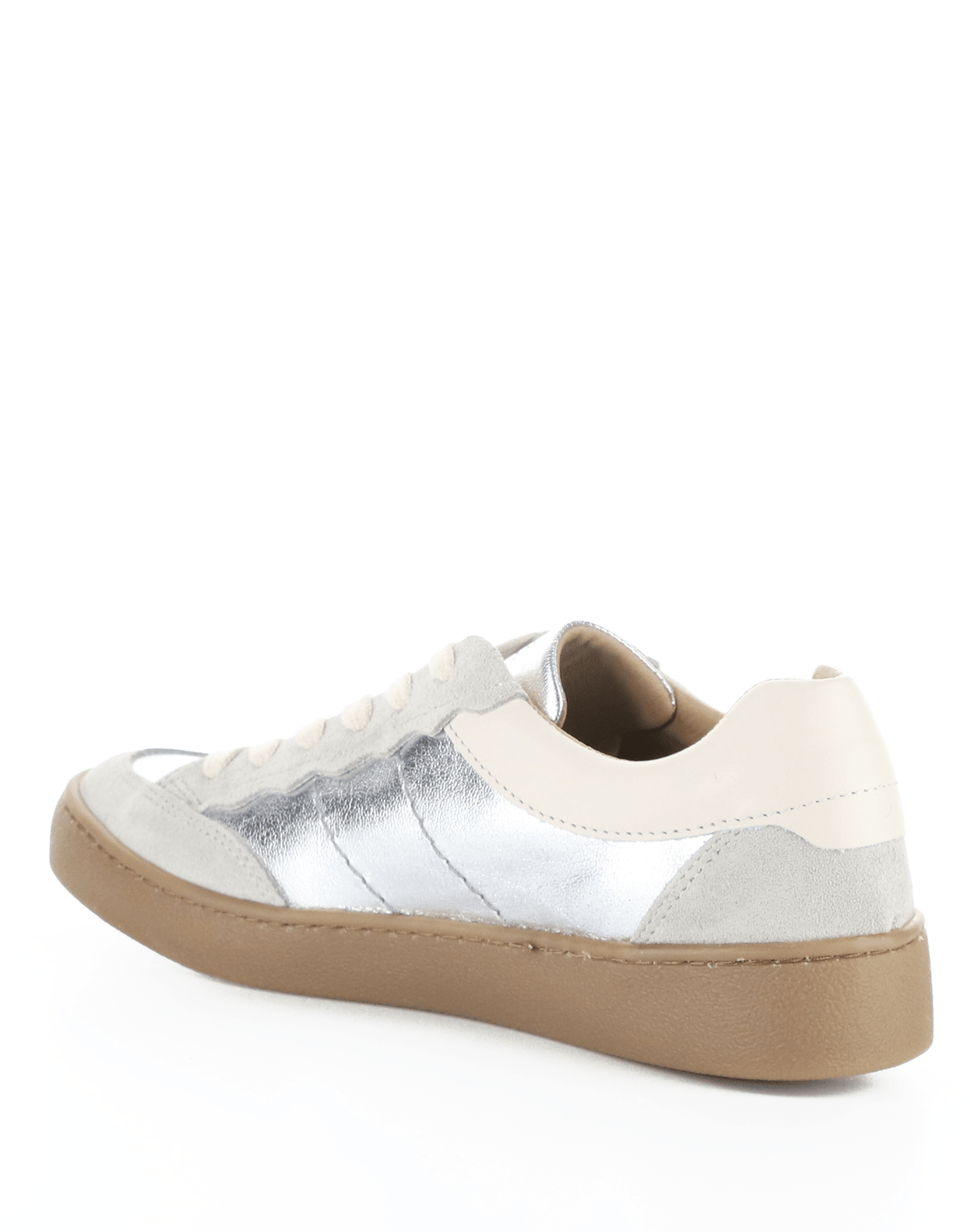 Missy leather sneakers by Bos & Co - silver & cream - Blue Sky Fashions & Lingerie