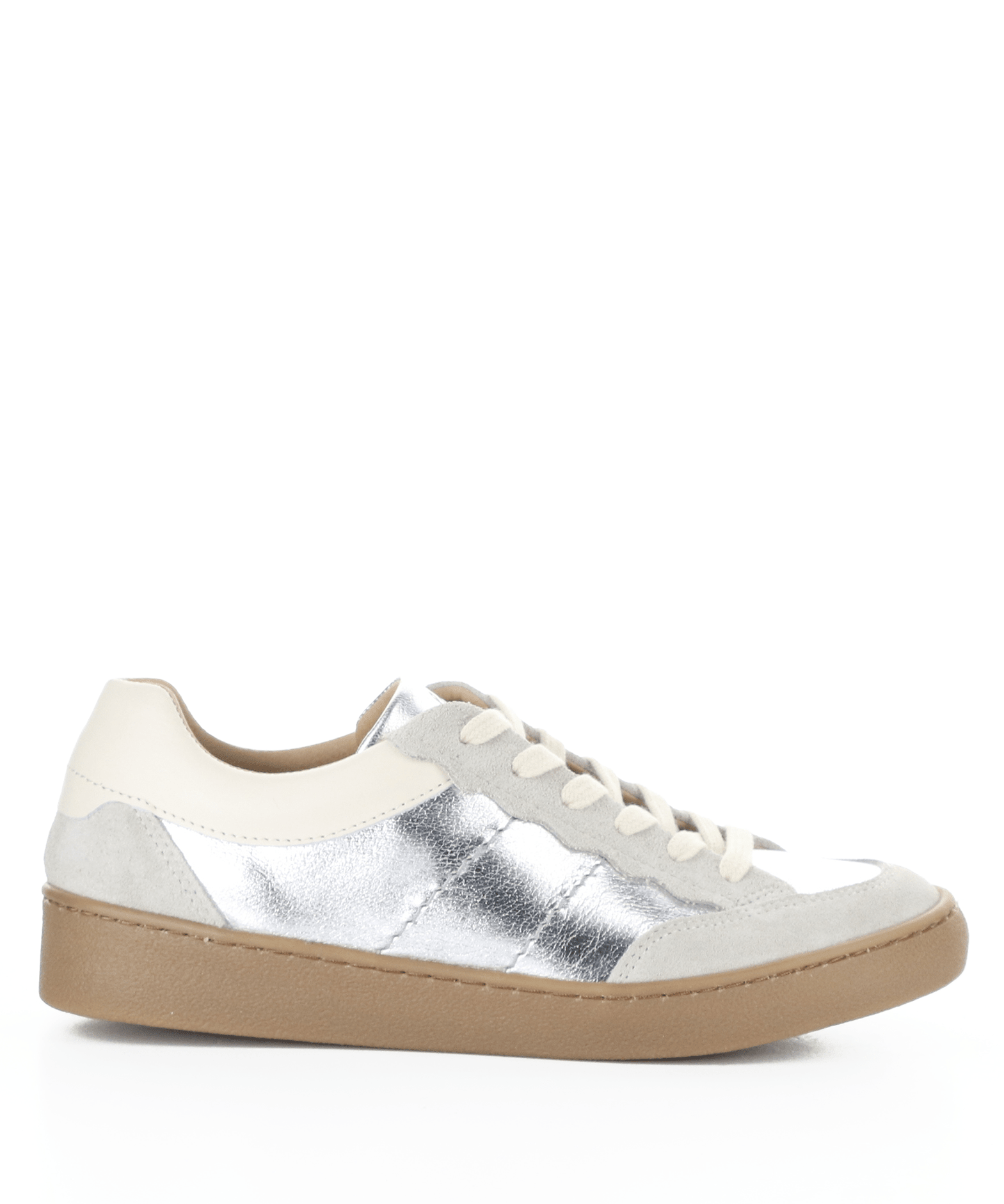 Missy leather sneakers by Bos & Co - silver & cream - Blue Sky Fashions & Lingerie