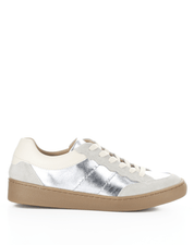Missy leather sneakers by Bos & Co - silver & cream - Blue Sky Fashions & Lingerie