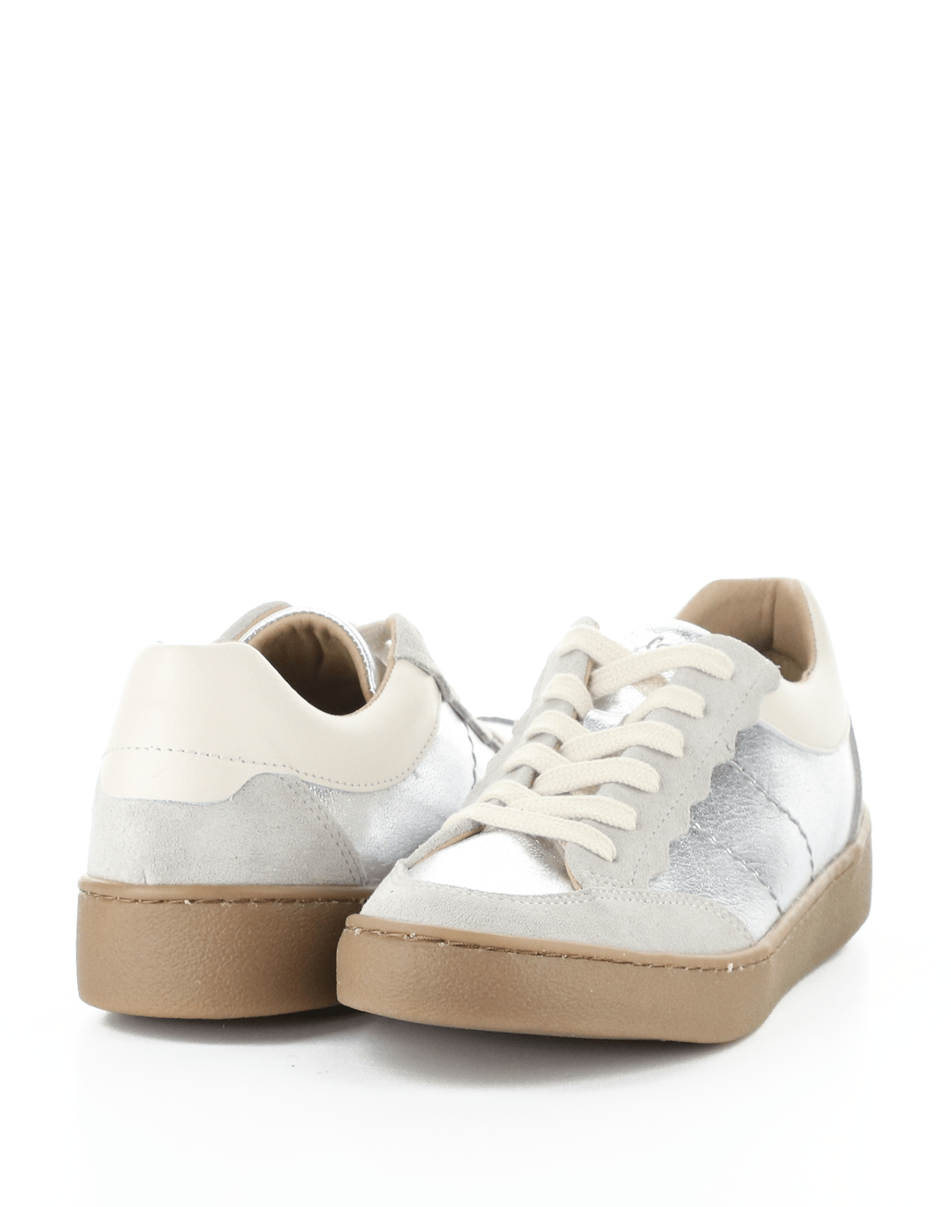 Missy leather sneakers by Bos & Co - silver & cream - Blue Sky Fashions & Lingerie