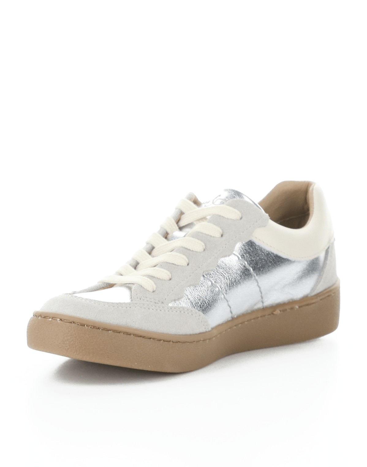Missy leather sneakers by Bos & Co - silver & cream - Blue Sky Fashions & Lingerie