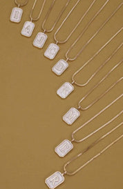 Monogram Initial Rectangle Pearly Charm Necklace - Blue Sky Fashions & Lingerie