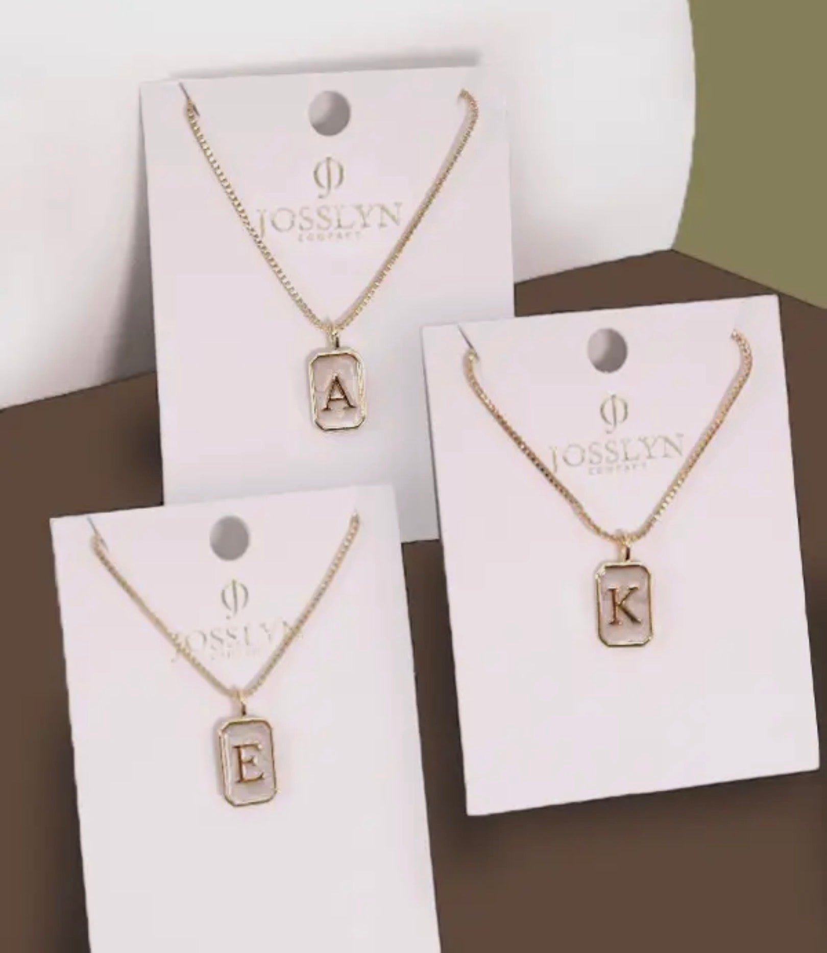 Monogram Initial Rectangle Pearly Charm Necklace - Blue Sky Fashions & Lingerie