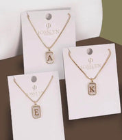 Monogram Initial Rectangle Pearly Charm Necklace - Blue Sky Fashions & Lingerie