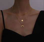 Moon Three Layer 18K Gold Plated Layer Necklace - Blue Sky Fashions & Lingerie