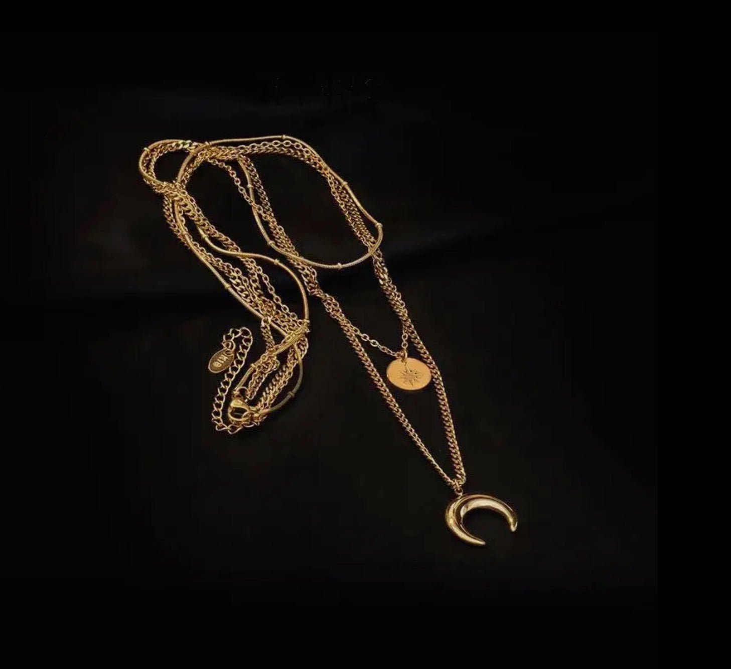 Moon Three Layer 18K Gold Plated Layer Necklace - Blue Sky Fashions & Lingerie