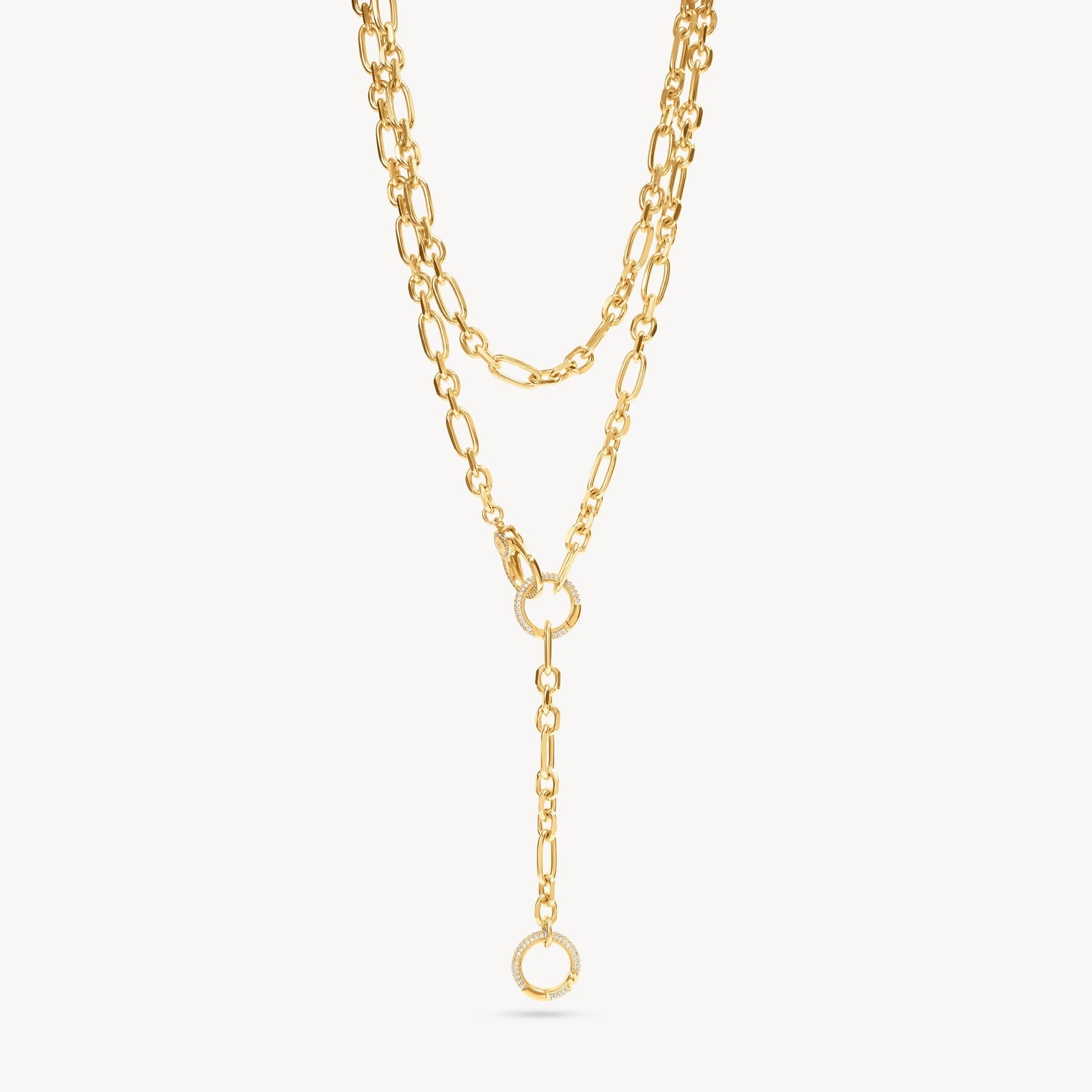 MULTI - STATION LARIAT CHARM NECKLACE - 14K GOLD VERMEIL - Blue Sky Fashions & Lingerie