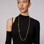 MULTI - STATION LARIAT CHARM NECKLACE - 14K GOLD VERMEIL - Blue Sky Fashions & Lingerie