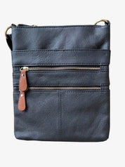 Multi Zipper Leather Crossbody RM025 - Black - Blue Sky Fashions & Lingerie