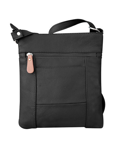 Multi Zipper Leather Crossbody RM025 - Black - Blue Sky Fashions & Lingerie