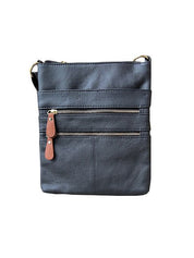 Multi Zipper Leather Crossbody RM025 - Black - Blue Sky Fashions & Lingerie