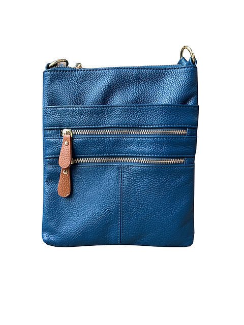 Multi Zipper Leather Crossbody RM025 - Blue - Blue Sky Fashions & Lingerie