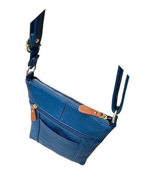 Multi Zipper Leather Crossbody RM025 - Blue - Blue Sky Fashions & Lingerie