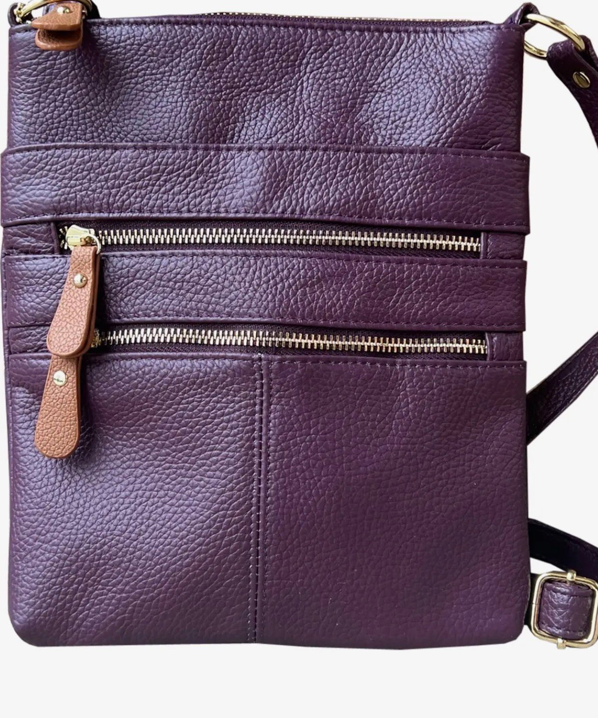 Multi Zipper Leather Crossbody RM025 - Wine - Blue Sky Fashions & Lingerie