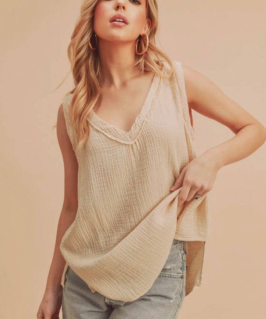 Nadia Tank - oat - Blue Sky Fashions & Lingerie