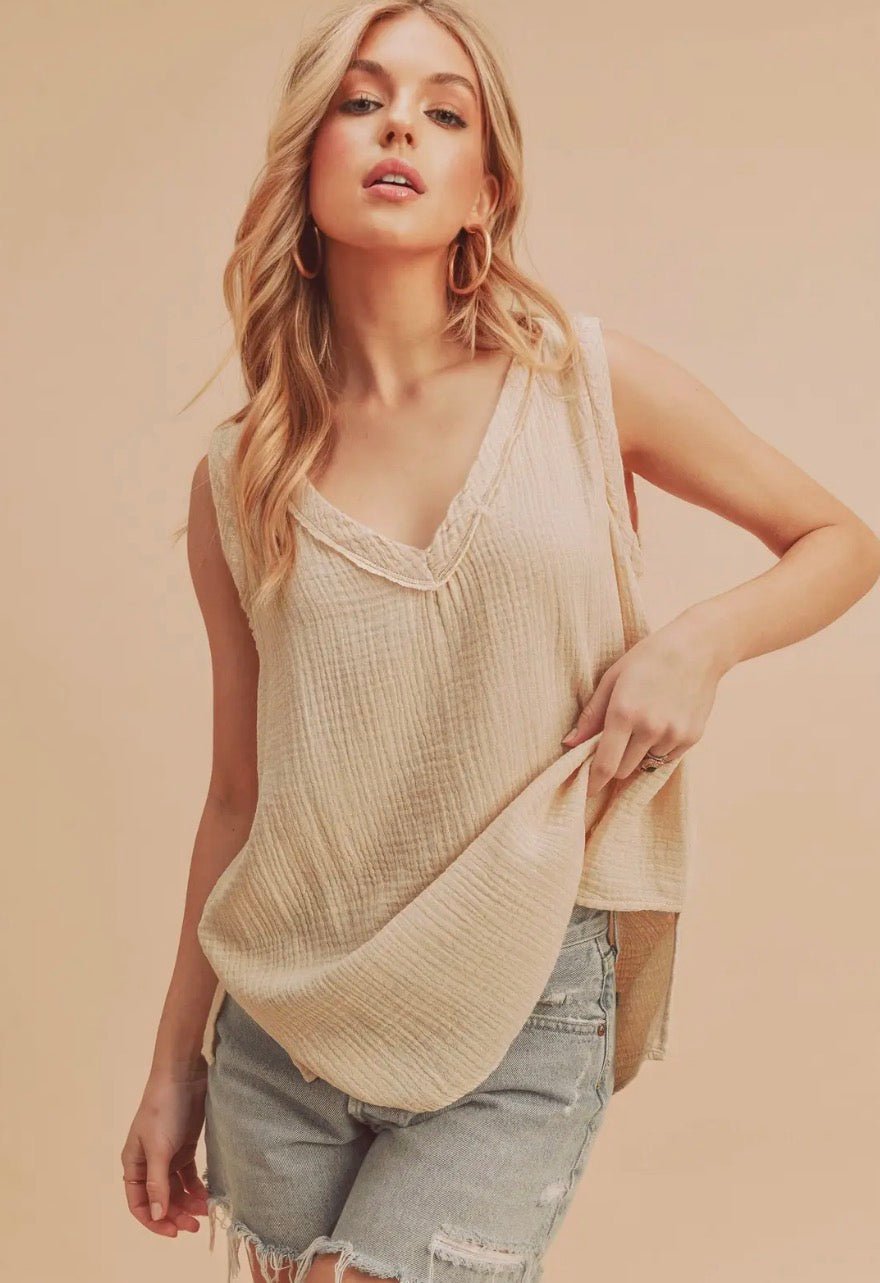 Nadia Tank - oat - Blue Sky Fashions & Lingerie