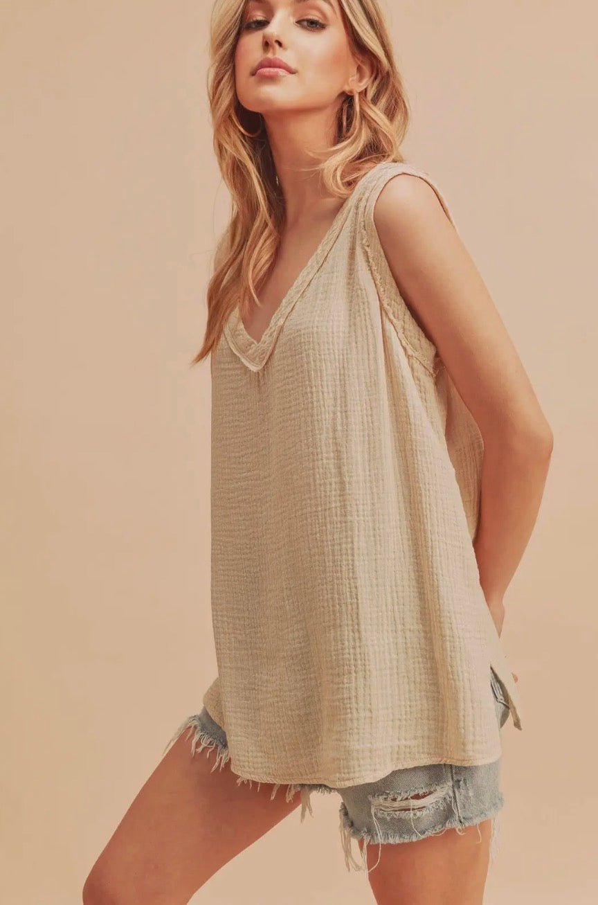 Nadia Tank - oat - Blue Sky Fashions & Lingerie