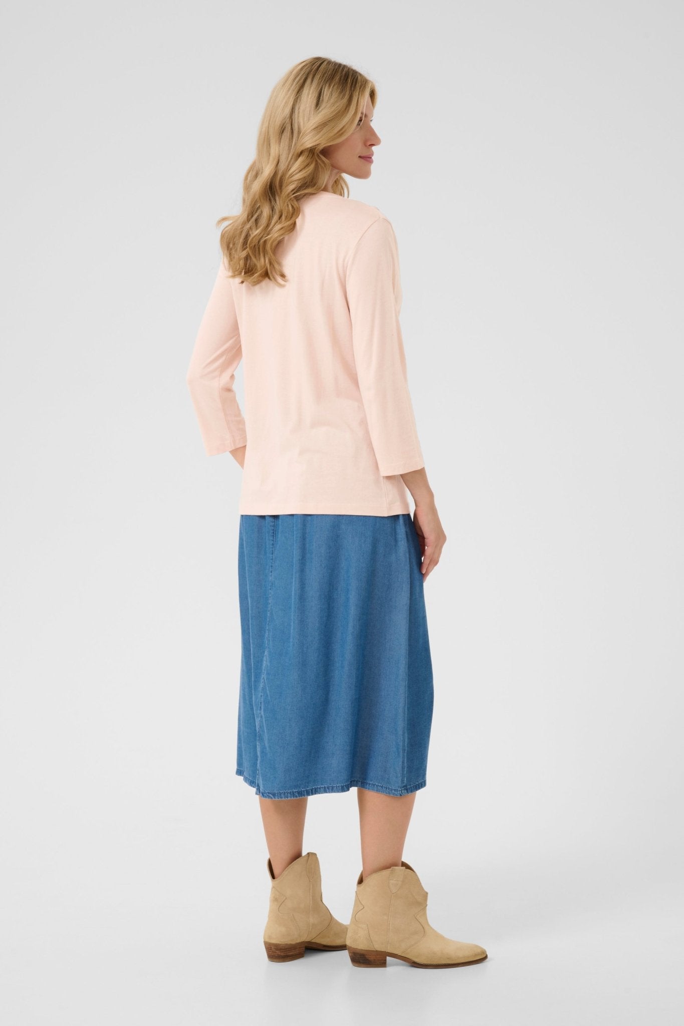 Naia Glitter V - neck 3/4 sleeve T-shirt by Cream - Sepia Rose - Blue Sky Fashions & Lingerie