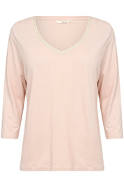 Naia Glitter V - neck 3/4 sleeve T-shirt by Cream - Sepia Rose - Blue Sky Fashions & Lingerie