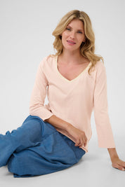 Naia Glitter V - neck 3/4 sleeve T-shirt by Cream - Sepia Rose - Blue Sky Fashions & Lingerie