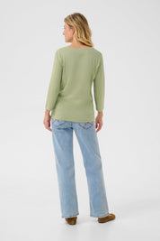 Naia Glitter V - neck 3/4 sleeve T-shirt by Cream - Tea - Blue Sky Fashions & Lingerie