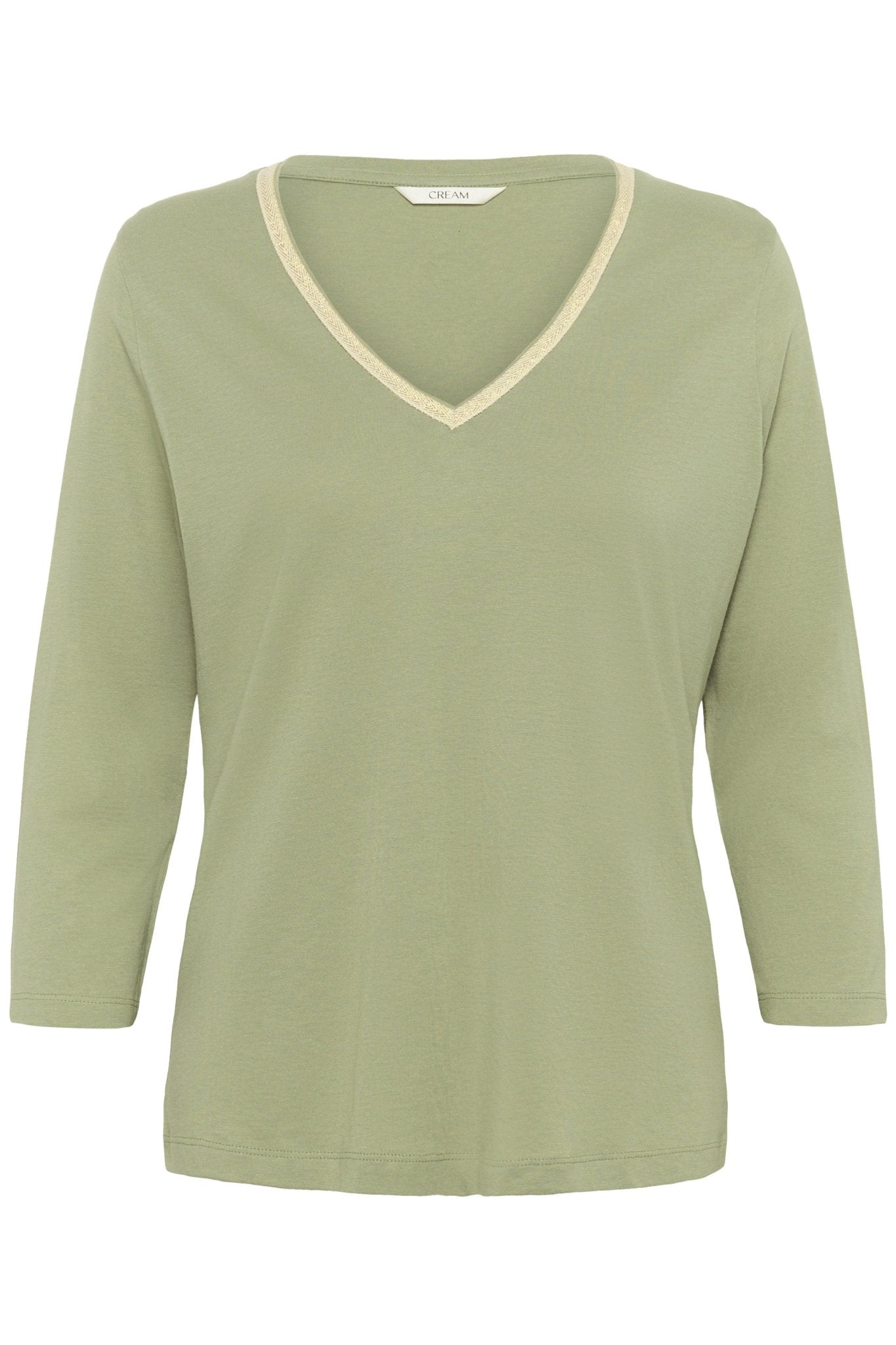 Naia Glitter V - neck 3/4 sleeve T-shirt by Cream - Tea - Blue Sky Fashions & Lingerie