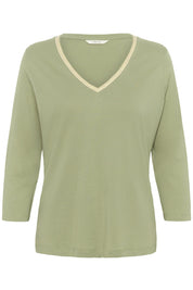 Naia Glitter V - neck 3/4 sleeve T-shirt by Cream - Tea - Blue Sky Fashions & Lingerie