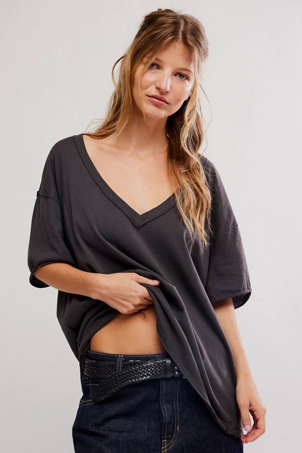 Nina V Neck Tee - Black - Blue Sky Fashions & Lingerie