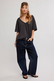 Nina V Neck Tee - Black - Blue Sky Fashions & Lingerie
