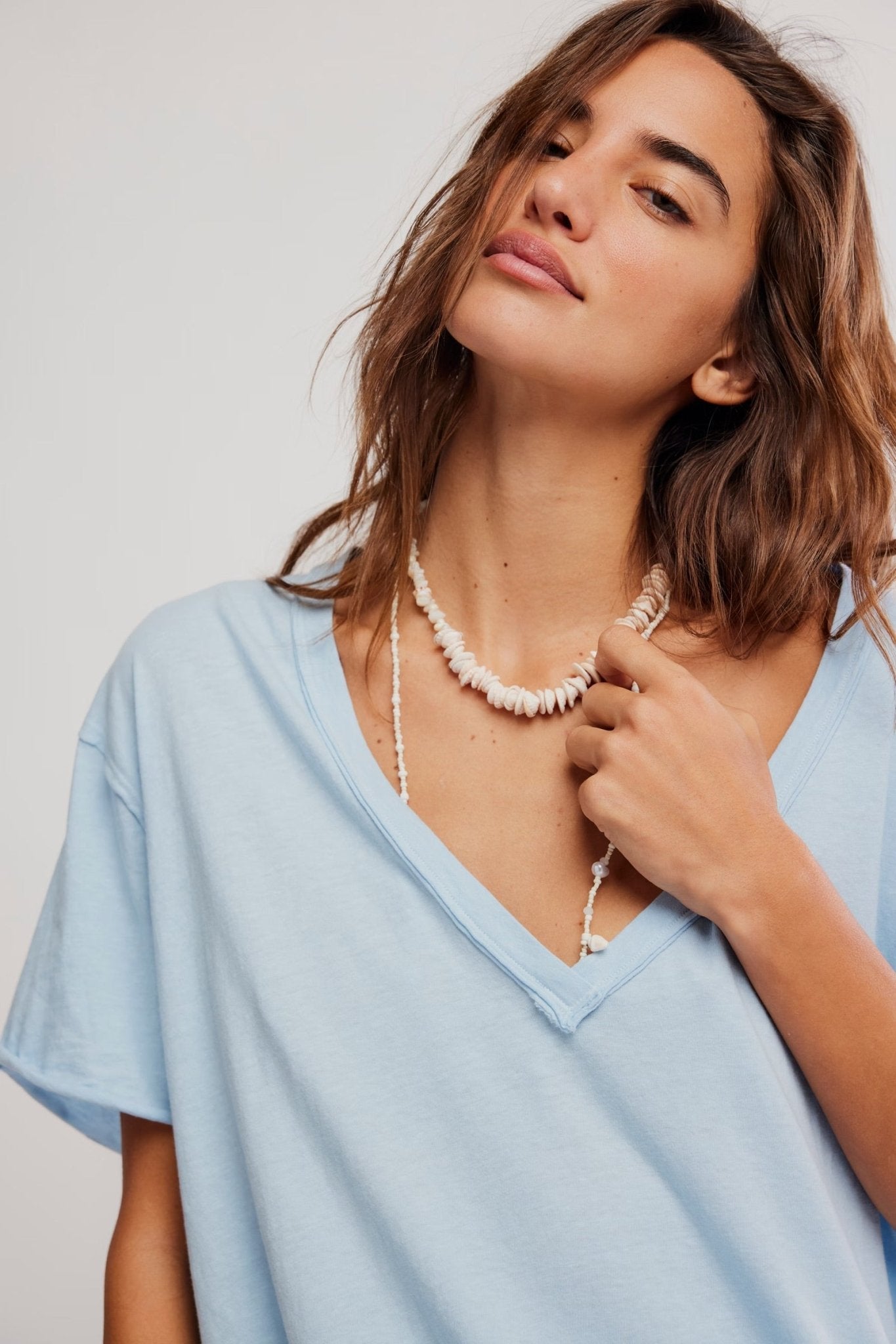 Nina V Neck Tee - Dew Shine - Blue Sky Fashions & Lingerie