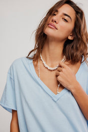 Nina V Neck Tee - Dew Shine - Blue Sky Fashions & Lingerie