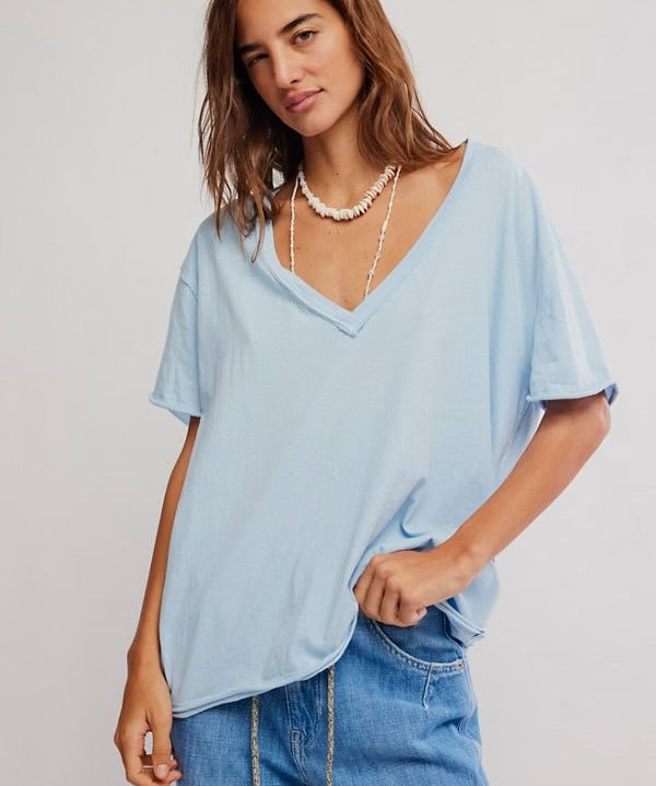 Nina V Neck Tee - Dew Shine - Blue Sky Fashions & Lingerie