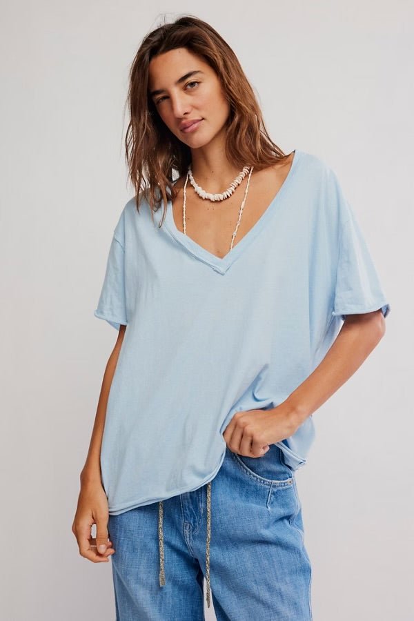 Nina V Neck Tee - Dew Shine - Blue Sky Fashions & Lingerie