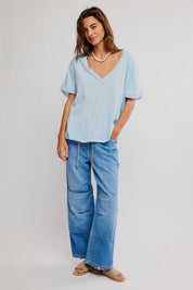 Nina V Neck Tee - Dew Shine - Blue Sky Fashions & Lingerie