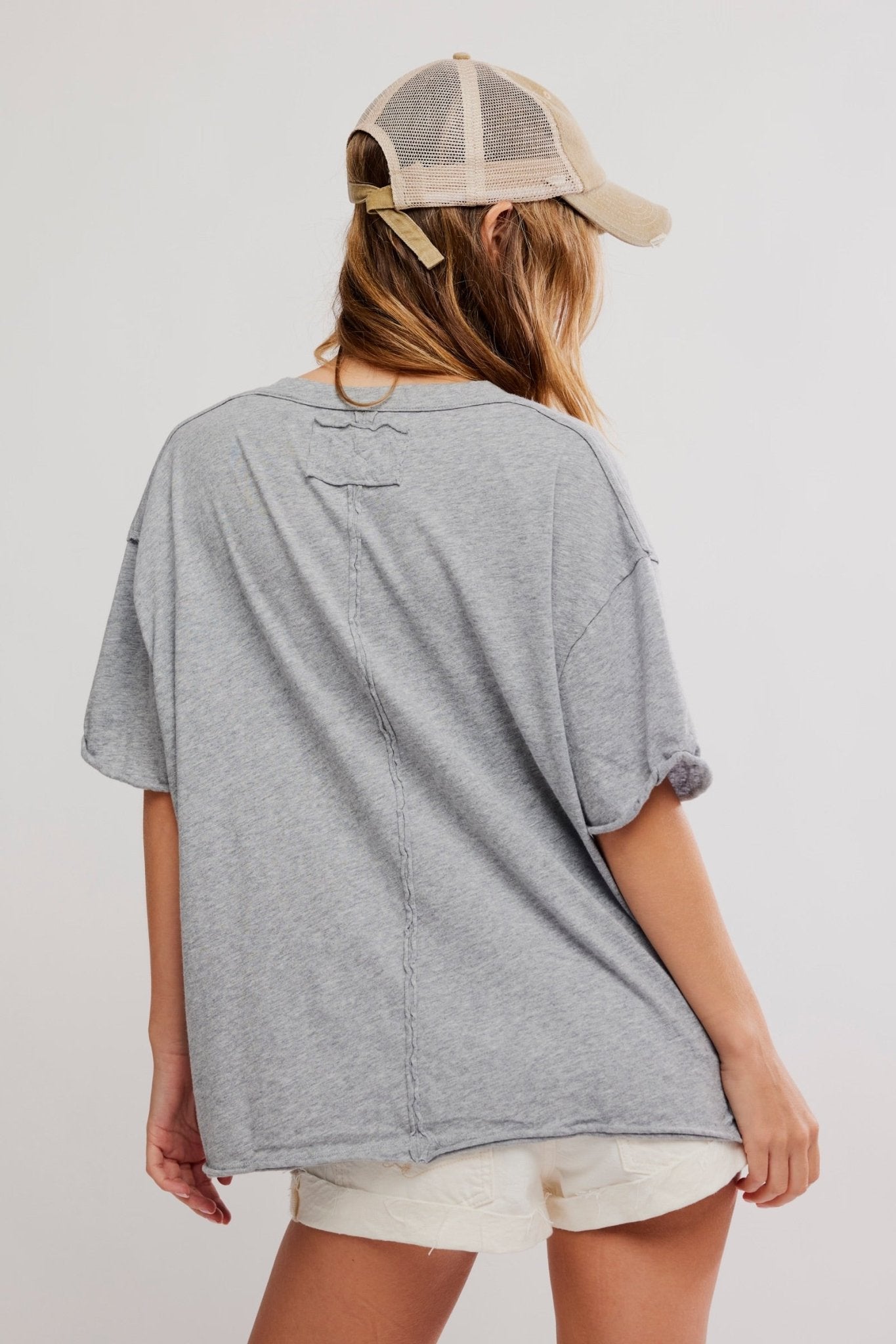 Nina V Neck Tee - Heather grey - Blue Sky Fashions & Lingerie