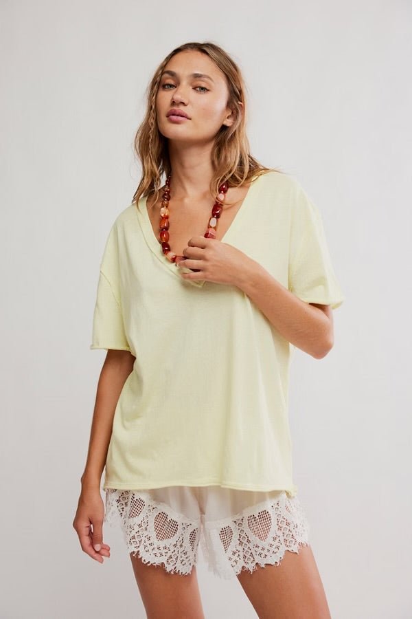 Nina V Neck Tee - lemon water - Blue Sky Fashions & Lingerie