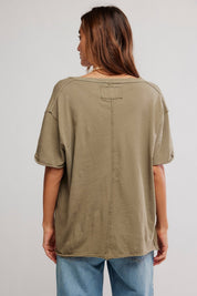 Nina V Neck Tee - olive stone - Blue Sky Fashions & Lingerie
