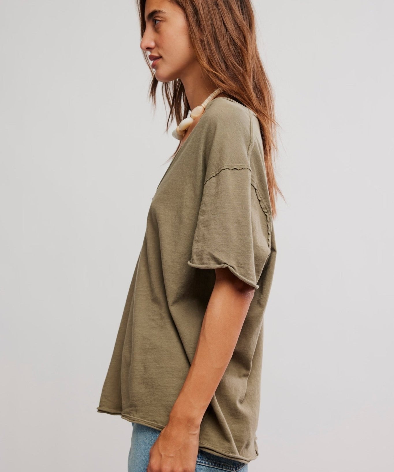 Nina V Neck Tee - olive stone - Blue Sky Fashions & Lingerie
