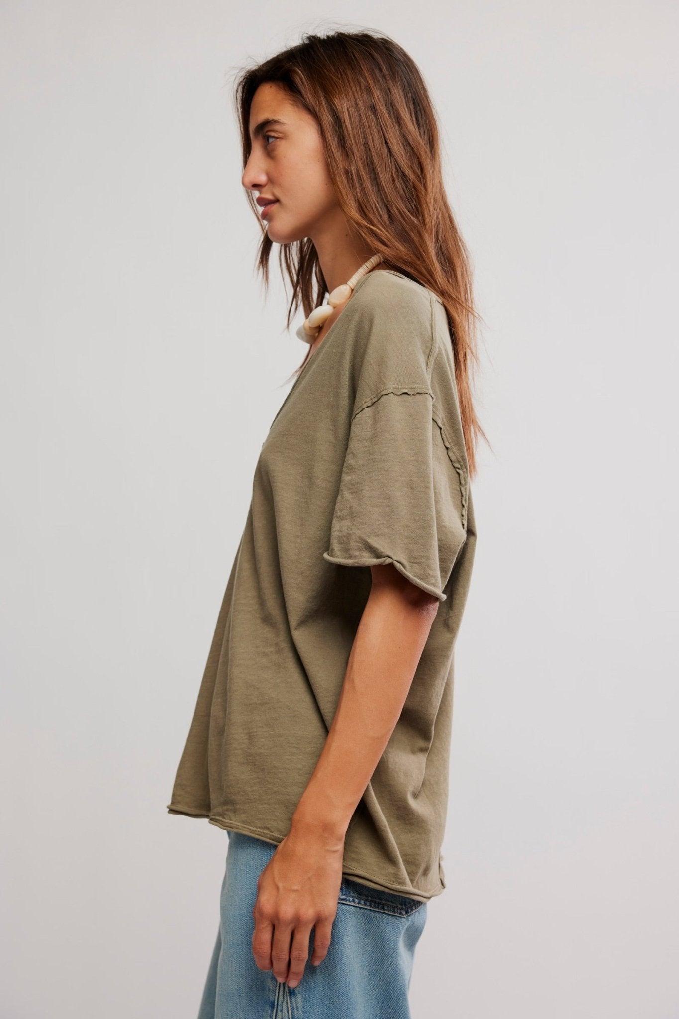 Nina V Neck Tee - olive stone - Blue Sky Fashions & Lingerie
