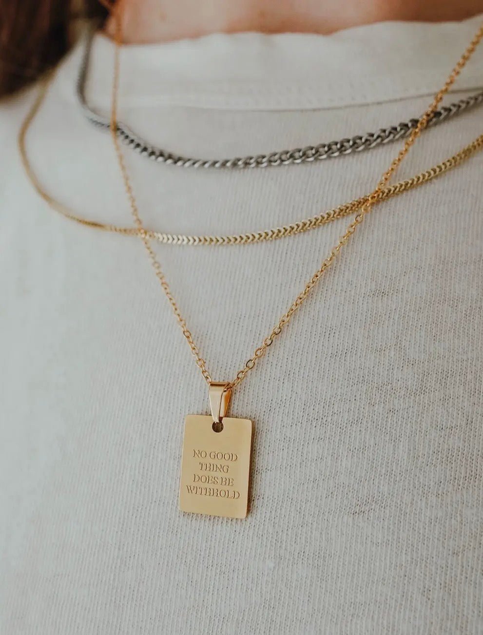 No Good Thing Does He Withhold 18k gold plated necklace - Blue Sky Fashions & Lingerie