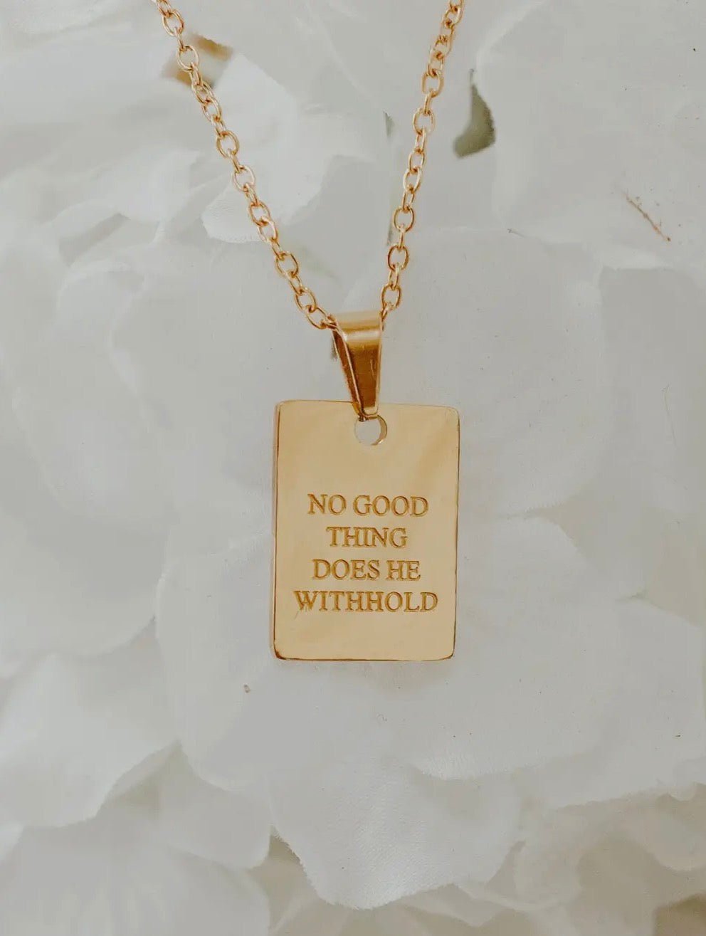 No Good Thing Does He Withhold 18k gold plated necklace - Blue Sky Fashions & Lingerie