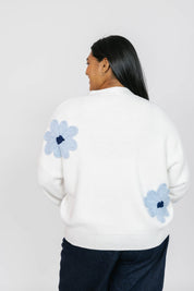 NORA DAISY CARDIGAN IN IVORY/BLUE - Blue Sky Fashions & Lingerie