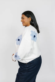 NORA DAISY CARDIGAN IN IVORY/BLUE - Blue Sky Fashions & Lingerie