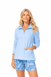 Ocean Front Terry Cozy Quarter Zip - Blue Sky Fashions & Lingerie
