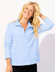 Ocean Front Terry Cozy Quarter Zip - Blue Sky Fashions & Lingerie