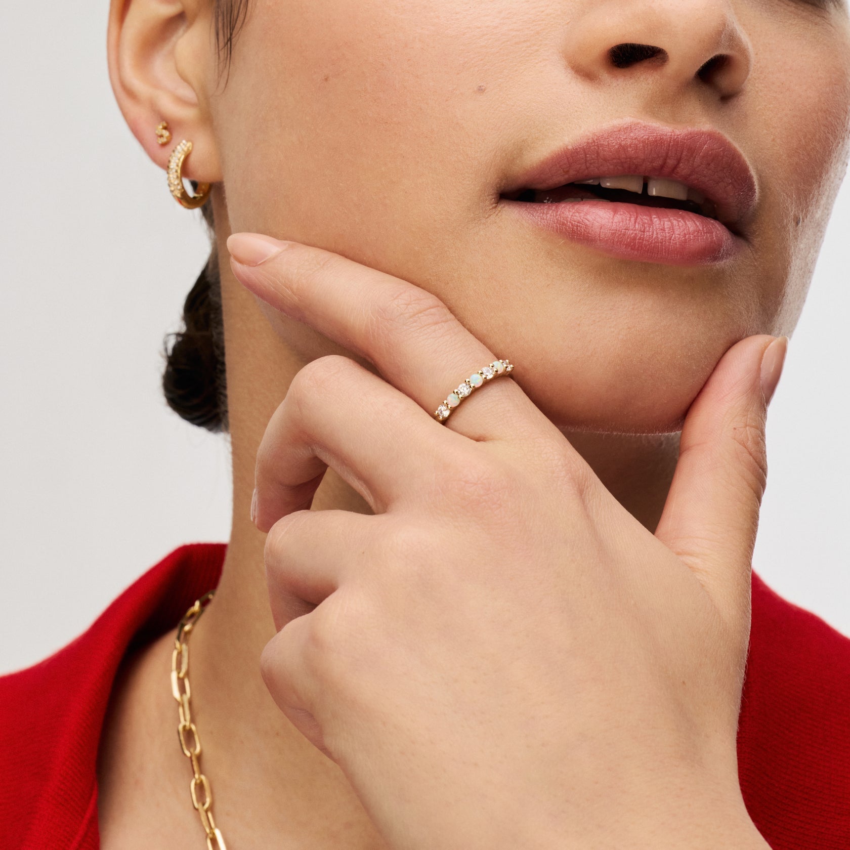 OPAL RING SET - 14K GOLD VERMEIL - Blue Sky Fashions & Lingerie