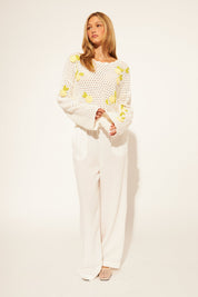 Orlando crocheted sweater by John + Jenn - Limoncello - Blue Sky Fashions & Lingerie